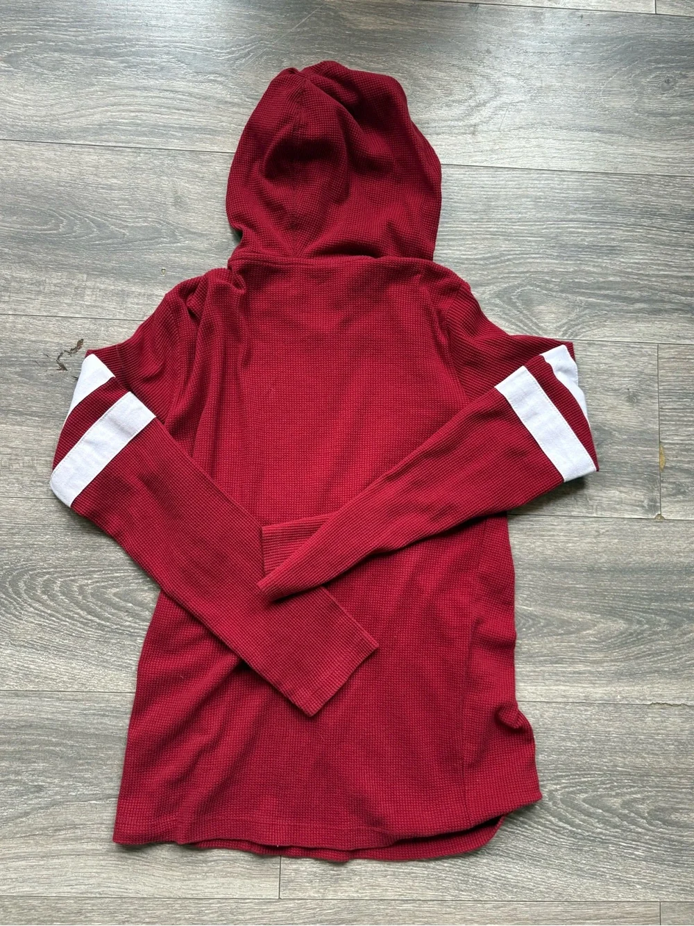 True Religion Maroon Hoodie with White Sleeve Stripes Mens extra small